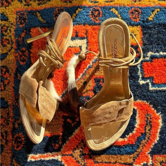 Authentic 90s Dolce&Gabbana Tan Suede Heels - Picture 1 of 7